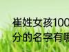 崔姓女孩100分的名字 崔姓女孩100分的名字有哪些