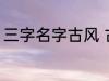 三字名字古风 古风的三个字名字精选